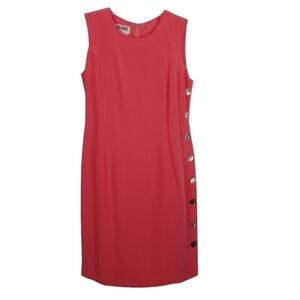 Maggy London Petites Silk Sleeveless Dress Fitted Knee Length Salmon MOP Size 2